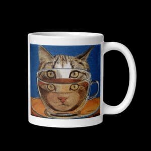 Coffee Cat. White glossy mug