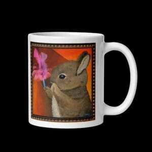 Dust Bunny White glossy mug