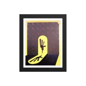 Framed artwork of hand silhouette casting shadow