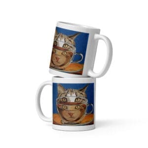 E.C. cc. Coffee Cat. White glossy mug